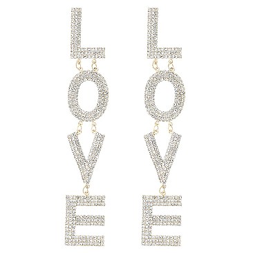 TRENDY DANGLY RHINESTONE LOVE EARRING