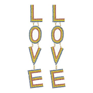 TRENDY DANGLY RHINESTONE LOVE EARRING