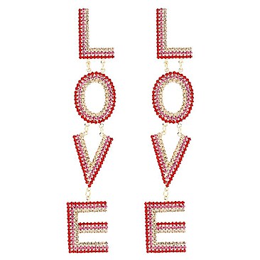 TRENDY DANGLY RHINESTONE LOVE EARRING