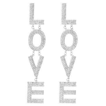 TRENDY DANGLY RHINESTONE LOVE EARRING