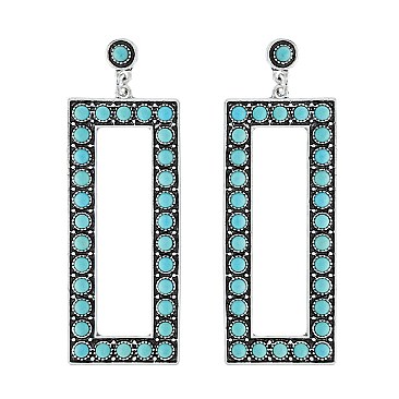 Rectangular Western Style Turquoise Earrings