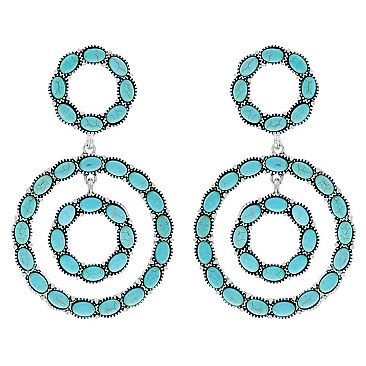 Fashionable Western Style Turquoise Earrings