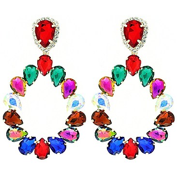 GLAM TEAR SHAPE HOOP EARRINGS