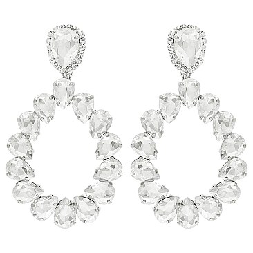GLAM TEAR SHAPE HOOP EARRINGS