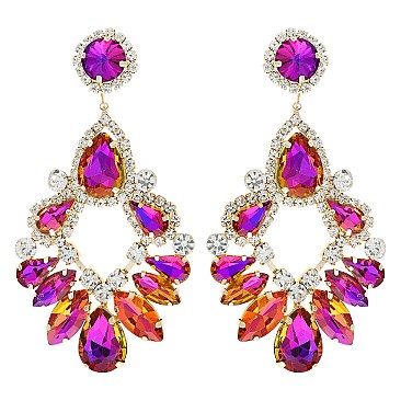 CHARMING XLARGE CRYSTAL RHINESTONE EVENING DROP EARRINGS