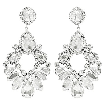 CHARMING XLARGE CRYSTAL RHINESTONE EVENING DROP EARRINGS