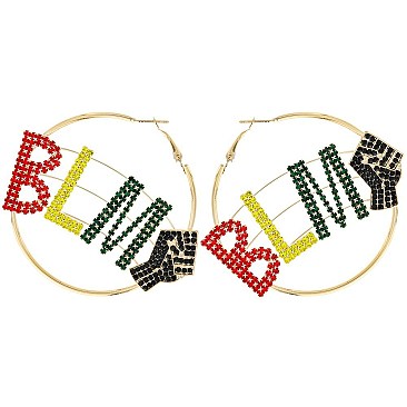 SWAGGER WORD HOOP EARRING BLM