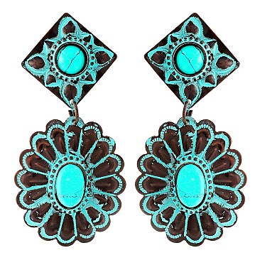 Luminous Handmade Turquoise Concho Earrings