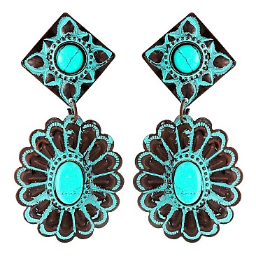 Luminous Handmade Turquoise Concho Earrings