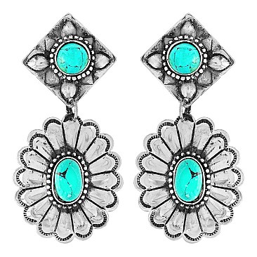 Luminous Handmade Turquoise Concho Earrings