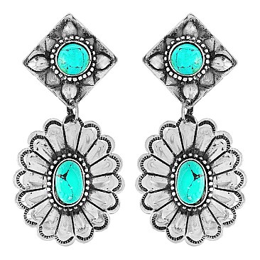 Luminous Handmade Turquoise Concho Earrings