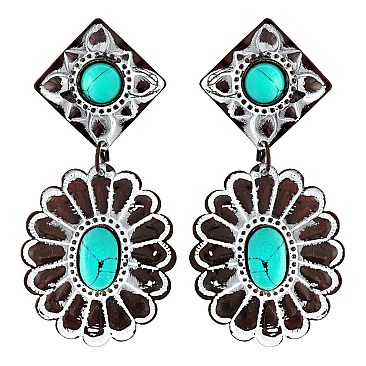 Luminous Handmade Turquoise Concho Earrings