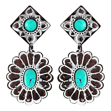 Luminous Handmade Turquoise Concho Earrings