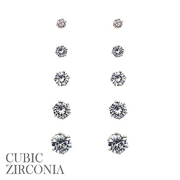 Chic Cubic Zirconia 3/4/5/6/7mm 5pair Earring