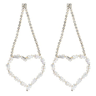 ELEGANT CZ HEART AND RHINESTONE EARRINGS