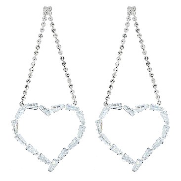 ELEGANT CZ HEART AND RHINESTONE EARRINGS