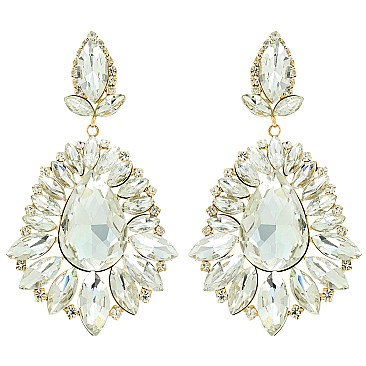 GLAM LARGE CRYSTAL TEAR EVENING EARRINGS