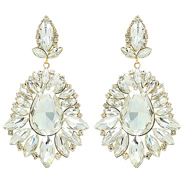 GLAM LARGE CRYSTAL TEAR EVENING EARRINGS