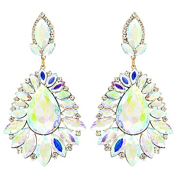 GLAM LARGE CRYSTAL TEAR EVENING EARRINGS