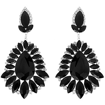 GLAM LARGE CRYSTAL TEAR EVENING EARRINGS