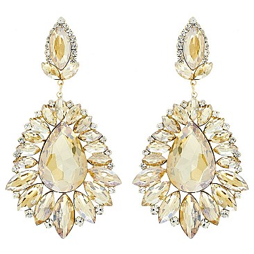 GLAM LARGE CRYSTAL TEAR EVENING EARRINGS