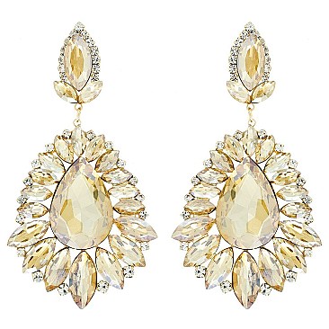 GLAM LARGE CRYSTAL TEAR EVENING EARRINGS