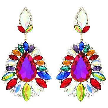 GLAM LARGE CRYSTAL TEAR EVENING EARRINGS