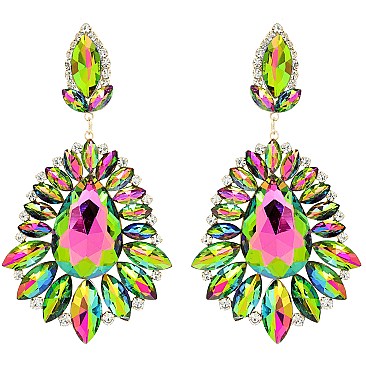 GLAM LARGE CRYSTAL TEAR EVENING EARRINGS