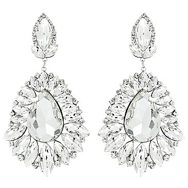 GLAM LARGE CRYSTAL TEAR EVENING EARRINGS