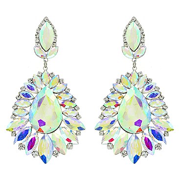 GLAM LARGE CRYSTAL TEAR EVENING EARRINGS