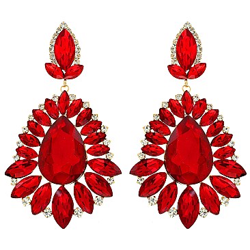 GLAM LARGE CRYSTAL TEAR EVENING EARRINGS