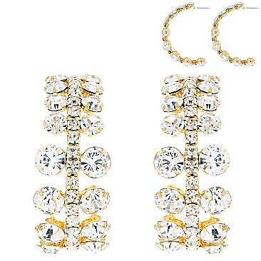 FASHIONABLE RHINESTONE EVENING HOOP EARRINGS