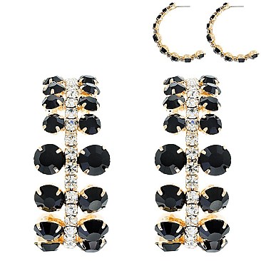 FASHIONABLE RHINESTONE EVENING HOOP EARRINGS