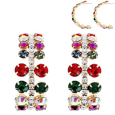 FASHIONABLE RHINESTONE EVENING HOOP EARRINGS