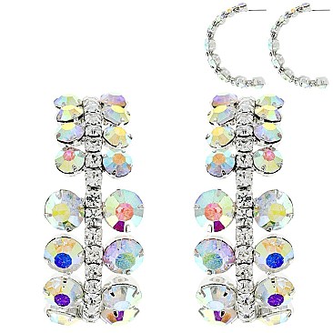 FASHIONABLE RHINESTONE EVENING HOOP EARRINGS