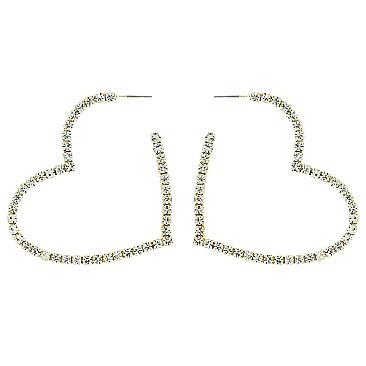 STYLISH RHINESTONE HEART EARRINGS