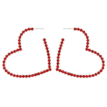 STYLISH RHINESTONE HEART EARRINGS