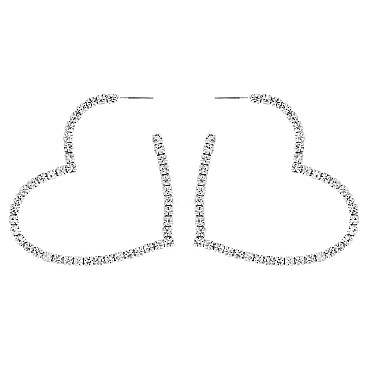 STYLISH RHINESTONE HEART EARRINGS