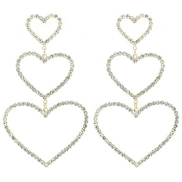 ARTSY RHINESTONE HEART DROP EARRING