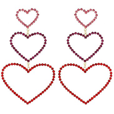 ARTSY RHINESTONE HEART DROP EARRING