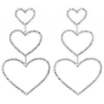 ARTSY RHINESTONE HEART DROP EARRING
