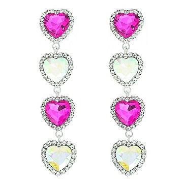 STYLISH GLASS HEART DROP EARRING