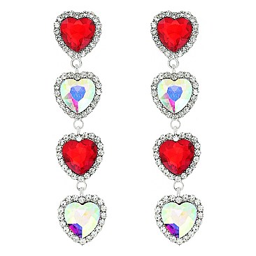 STYLISH GLASS HEART DROP EARRING