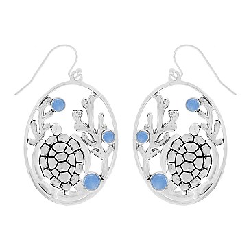 ADORABLE SEA LIFE CORAL REEF TURTLE CUTOUT EARRINGS