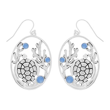 ADORABLE SEA LIFE CORAL REEF TURTLE CUTOUT EARRINGS