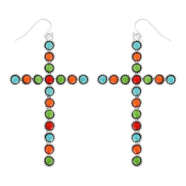 ENCHANTING WESTERN ACRYLIC STONE EARRINGS - CROSS