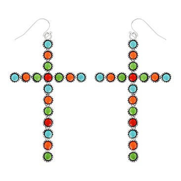 ENCHANTING WESTERN ACRYLIC STONE EARRINGS - CROSS