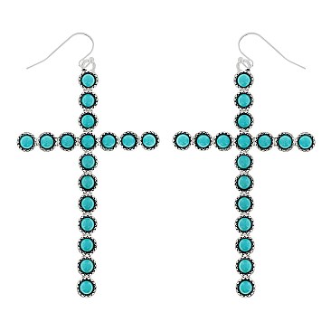 ENCHANTING WESTERN ACRYLIC STONE EARRINGS - CROSS