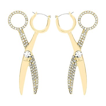 Large Trendy SCISSORS EARRINGS with crystals