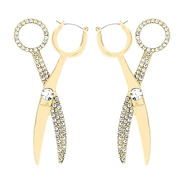 Large Trendy SCISSORS EARRINGS with crystals